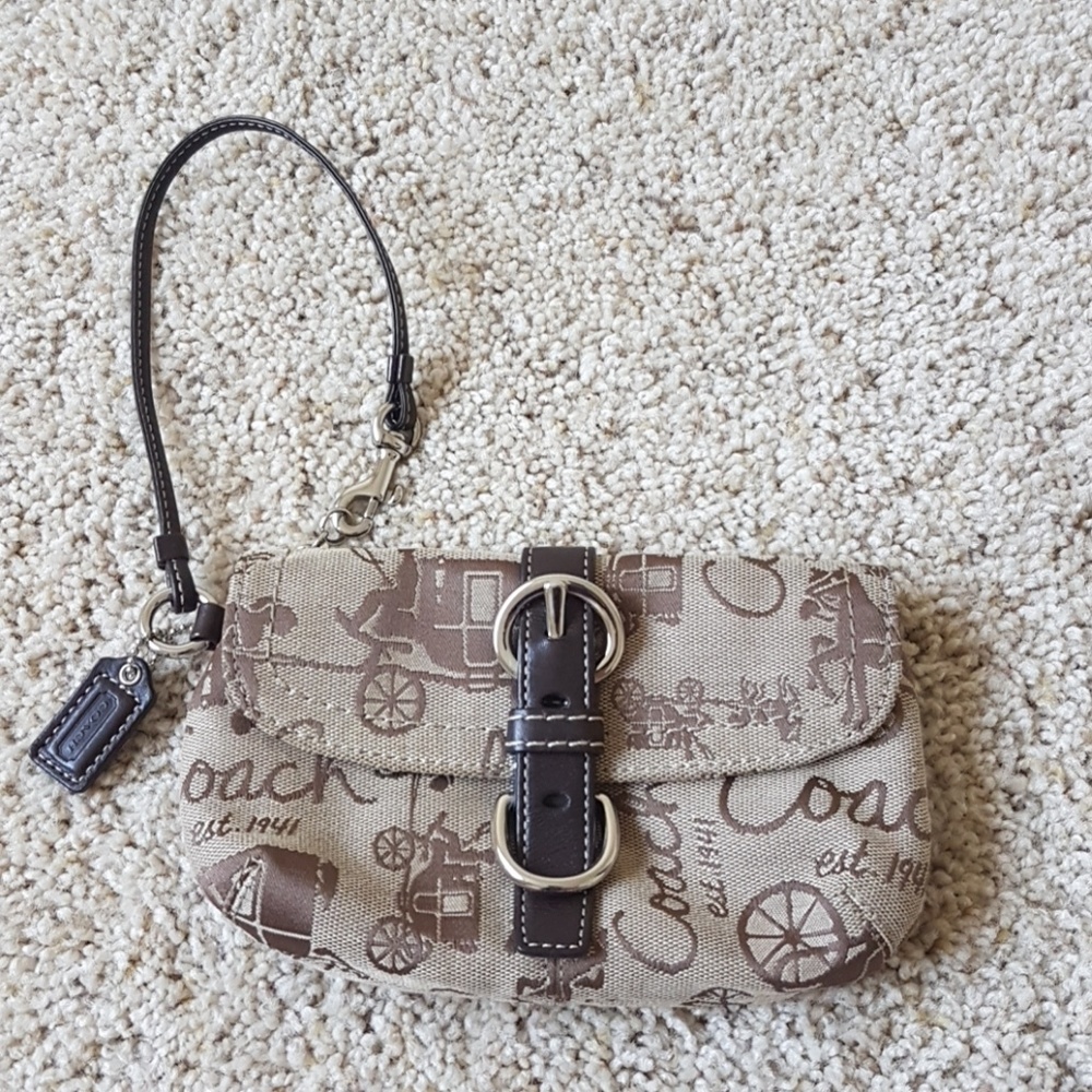 Coach wristlet with front flap pocket